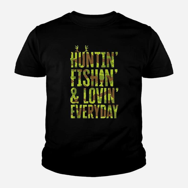 Hunting Fishing Loving Every Day For Dad, Fathers Day Camo Youth T-shirt