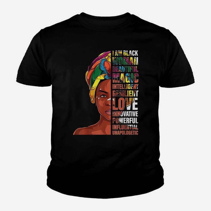 I Am Black Woman Afro African Woman - Black History Month Youth T-shirt
