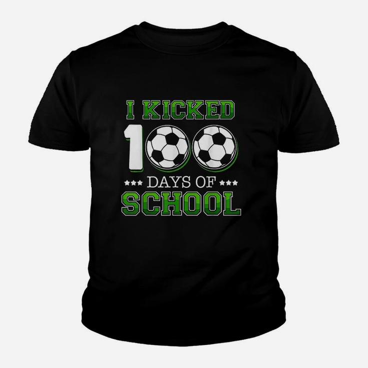 I Kicked 100 Days Of School Soccer Sports Boys Kids Gift Youth T-shirt