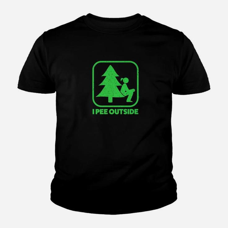 I Pee Outside Girl Sign Funny Camping Hiking Outdoor Youth T-shirt
