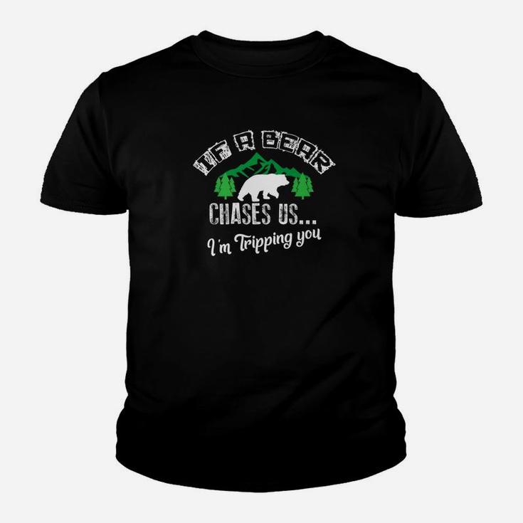 If Bear Chases Us Im Tripping You Funny Hiking Youth T-shirt