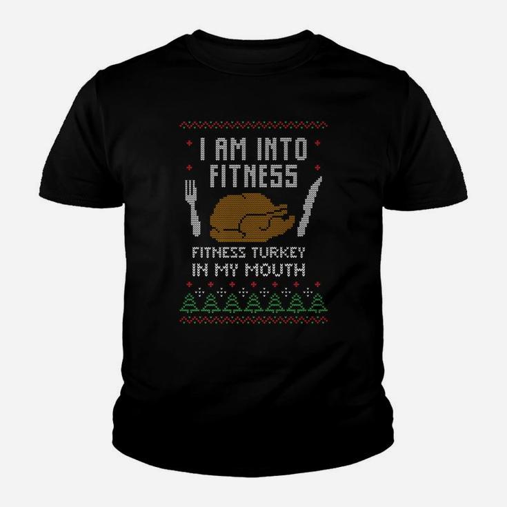 Into Fitness Funny Saying Fitness Turkey In My Mouth Holiday Youth T-shirt