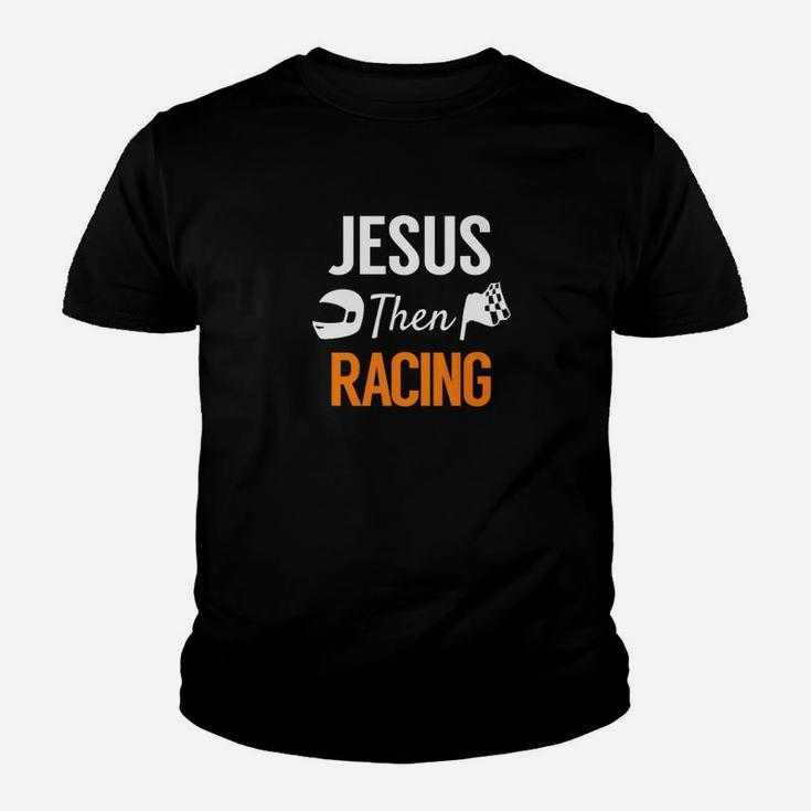 Jesus Then Racing Fun Race Christian Racer Youth T-shirt