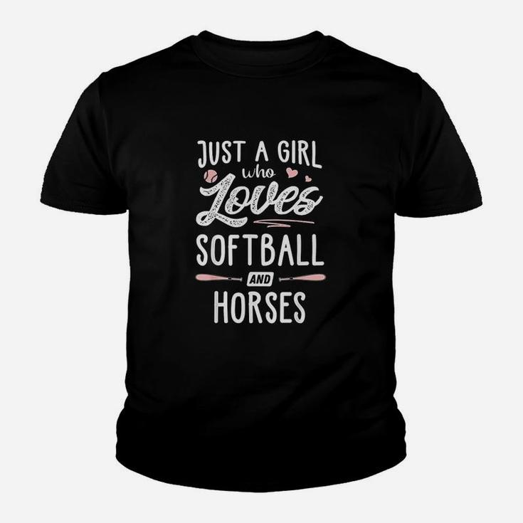Just A Girl Who Loves Softball And Horses Youth T-shirt