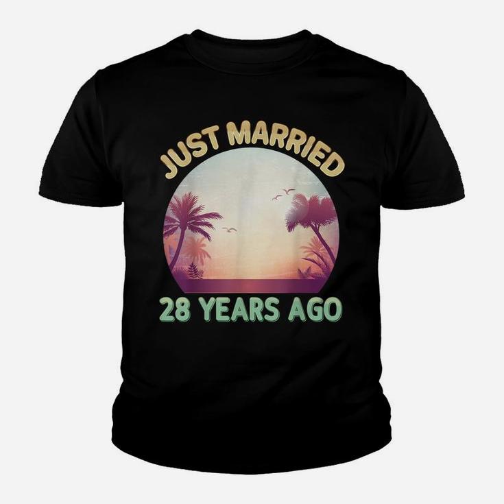 Just Married 28 Years Ago Happy 28Th Wedding Anniversary Youth T-shirt