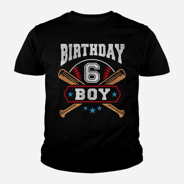 Kids 6 Years Old Boy 6th Birthday Baseball Gift Youth T-shirt