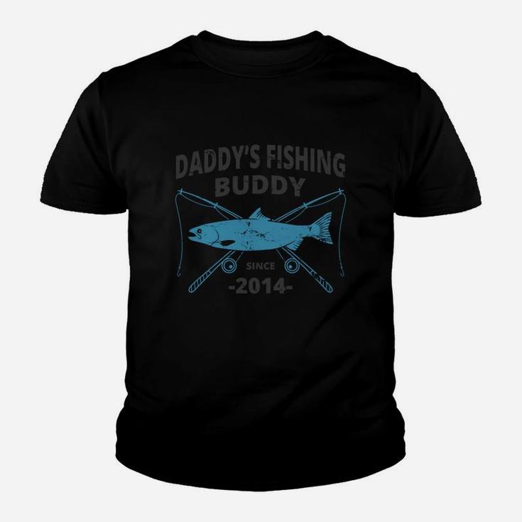 Kids Daddys Fishing Buddy Since 2014 4th Birthday Fishing Gift Youth T-shirt