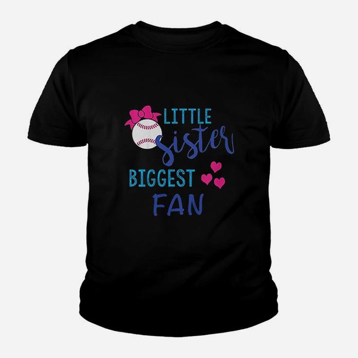 Kids Sweet Little Sister Biggest Fan Baseball Youth T-shirt