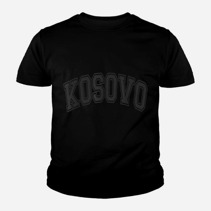 Kosovo Varsity Style Black With Black Text Youth T-shirt