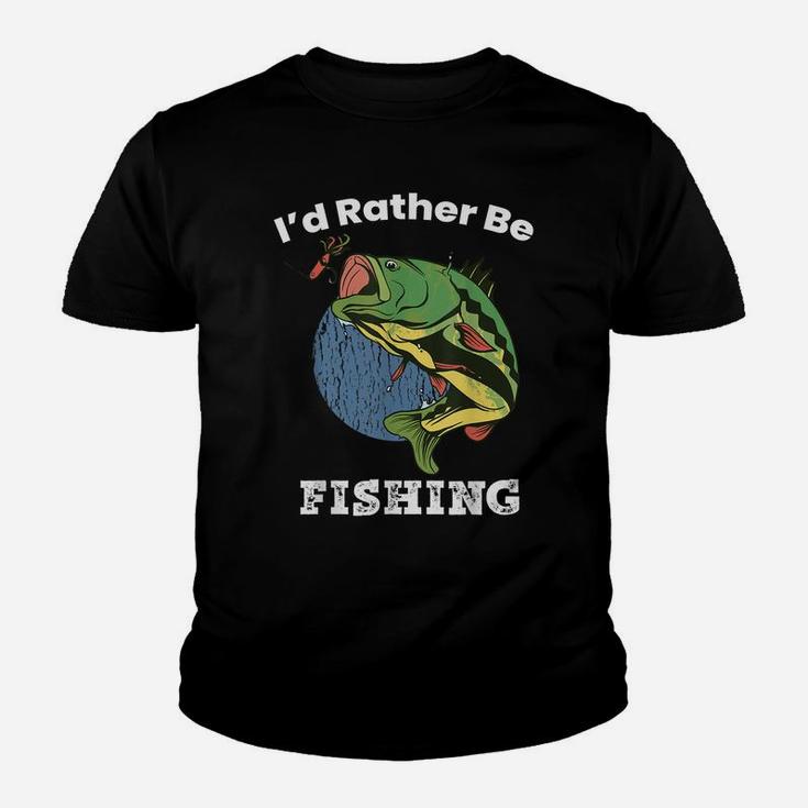 Large Mouth Bass I'd Rather Be Fishing Outdoor Lover Youth T-shirt