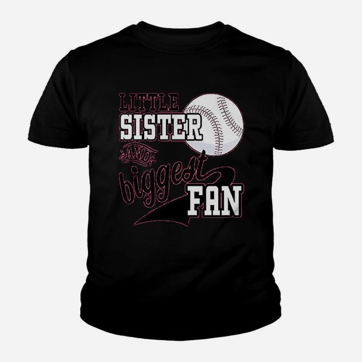 Little Sister And Biggest Fan Baseball Family Fan Youth T-shirt