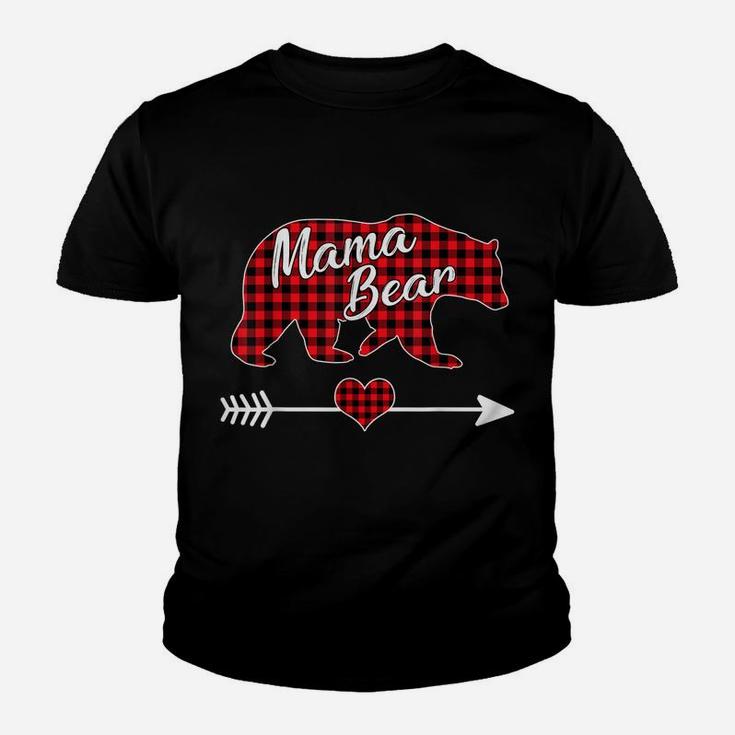 Mama Bear Christmas Pajama Red Buffalo Plaid Family Gift Youth T-shirt