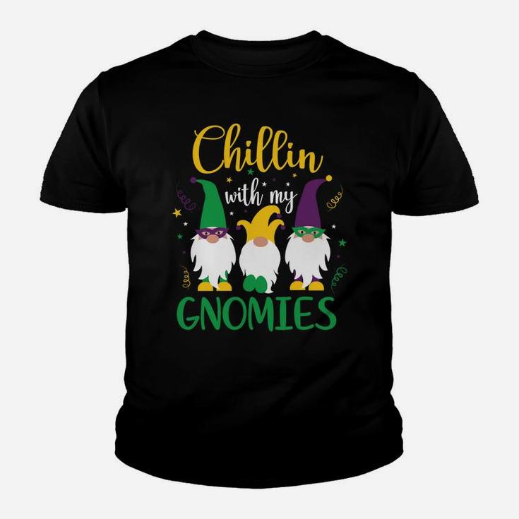 Mardi Gras Chillin With My Gnomies Cute Gnome Carnival Youth T-shirt