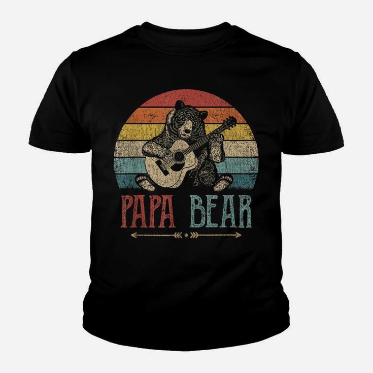 Mens Cute Papa Bear Shirt Vintage Father's Day Retro Dad Guitar Youth T-shirt