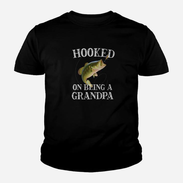 Mens Hooked On Being A Grandpa Quote Funny Fishing Mens Gift Premium Youth T-shirt