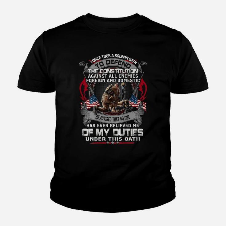 Mens I Once Took A Solemn Oath To Defend The Constitution Veteran Youth T-shirt