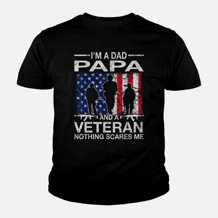 Mens I'm A Dad Papa And A Veteran  For Dad Father's Day Youth T-shirt