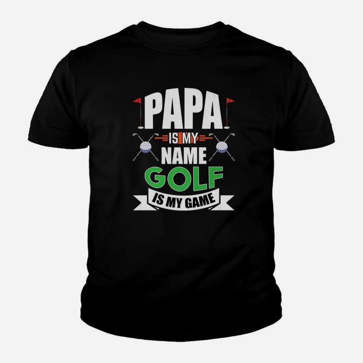 Mens Papa Is My Name Golf Is My Game Fathers Day Funny Golf Gift Premium Youth T-shirt