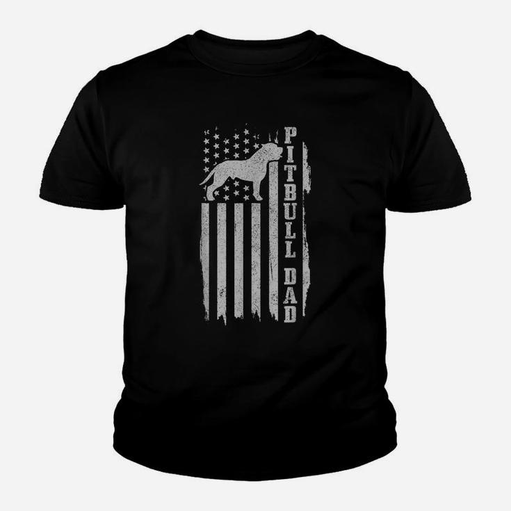Mens Pitbull Dad Vintage American Flag Patriotic Pitbull Dog Youth T-shirt