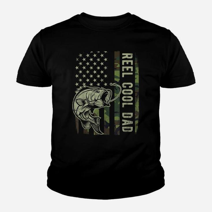 Mens Reel Cool Dad Camouflage American Flag Father's Day Gift Youth T-shirt