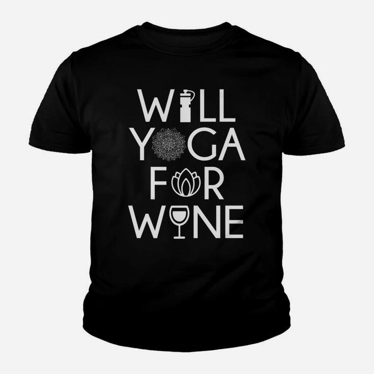 Mens Womens Funny Will Yoga For Wine Youth T-shirt