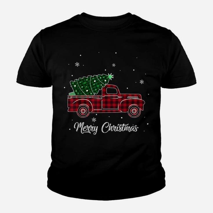 Merry Christmas Buffalo Truck Tree Red Plaid For Men Women Youth T-shirt