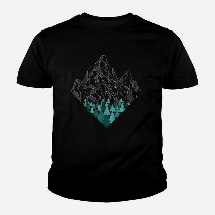 Minimal Mountains Geometry Outdoor Hiking Nature Youth T-shirt