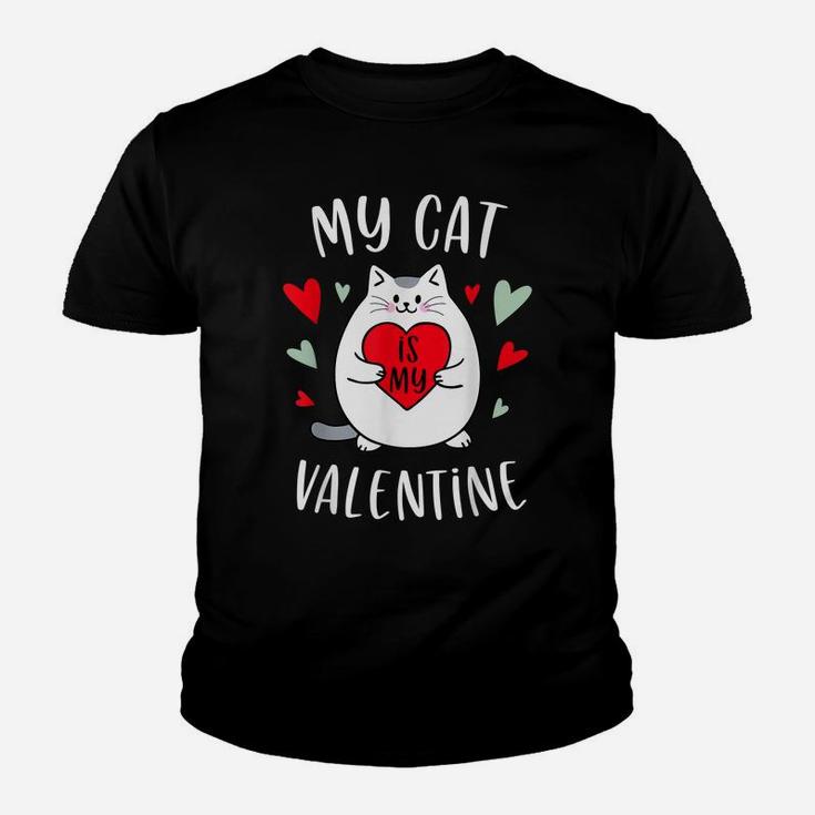 My Cat Is My Valentine Kitten Lover Heart Valentines Day Youth T-shirt