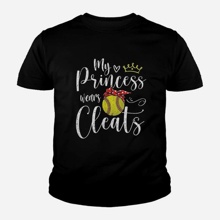 My Princess Wears Cleats Baseball Softball Youth T-shirt