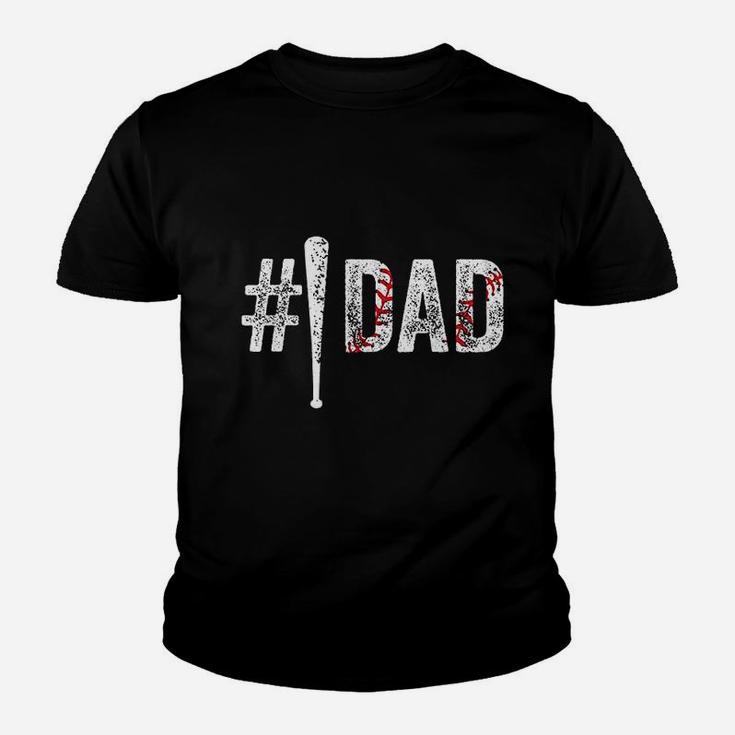 Number 1 Dad Number One Daddy Gift From Son Baseball Lover Youth T-shirt
