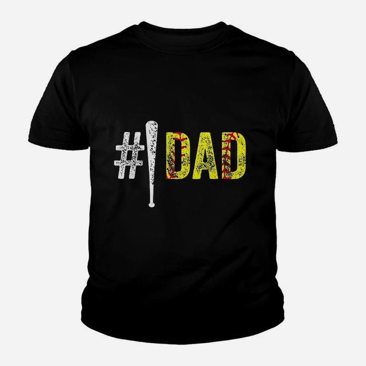Number One Softball Fan Dad Gift From Daughter Youth T-shirt