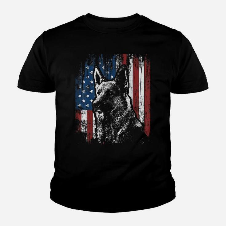 Patriotic German Shepherd American Flag Shirt Dog Gifts Youth T-shirt