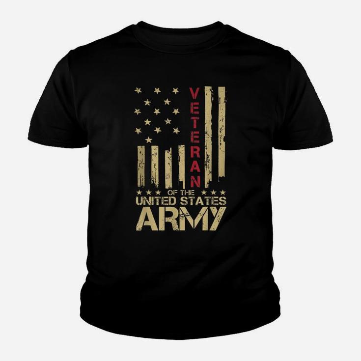 Patriotic US Army Veteran Red Line American Flag Vintage Youth T-shirt