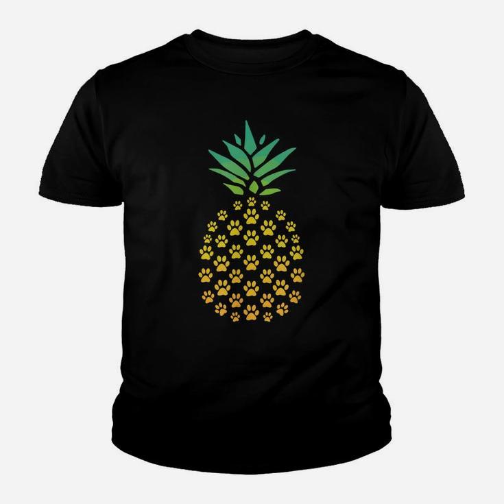 Pineapple Cat Paw Print Shirt - Funny Hawaiian Tropical Gift Youth T-shirt