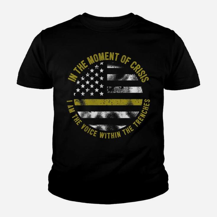 Police And Fire 911 Dispatcher Thin Gold Line Flag Youth T-shirt