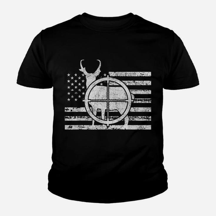 Pronghorn Hunter American Flag Patriotic Hunting Youth T-shirt