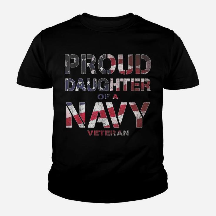 Proud Daughter Retired United States Veteran Navy Usa Flag Youth T-shirt