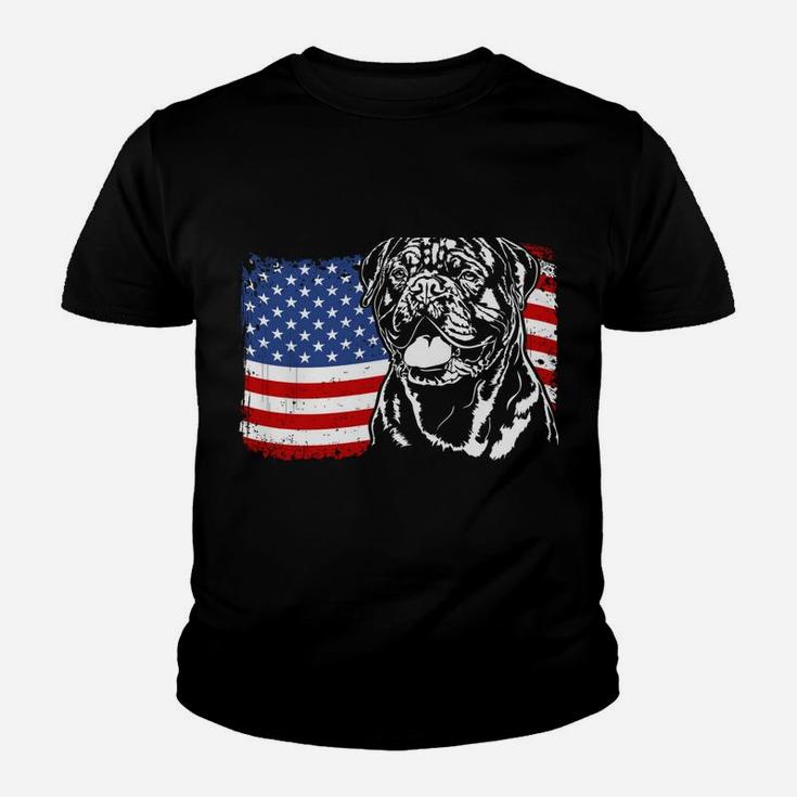 Proud French Mastiff American Flag Patriotic Dog Gift Youth T-shirt
