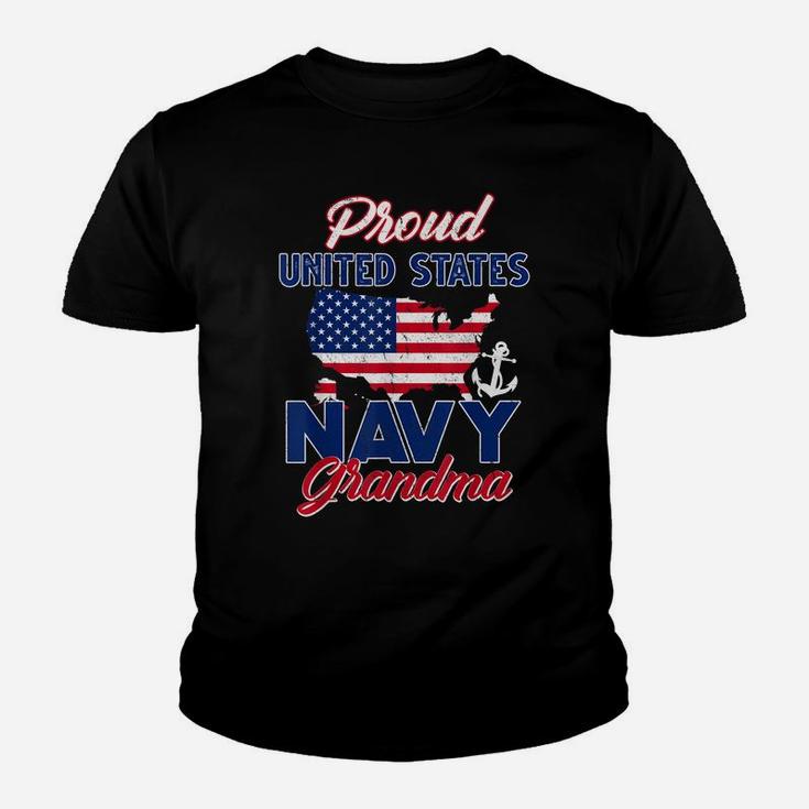 Proud Navy Grandma Us Flag Family S Army Military Youth T-shirt