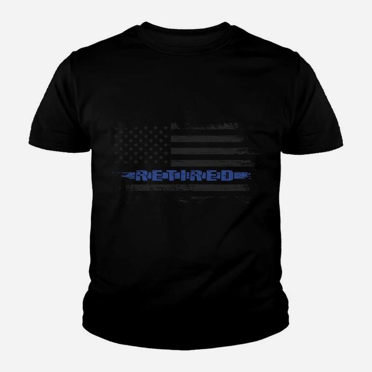 Retired Police Officer Blue Line Distressed American Flag Sweatshirt Youth T-shirt
