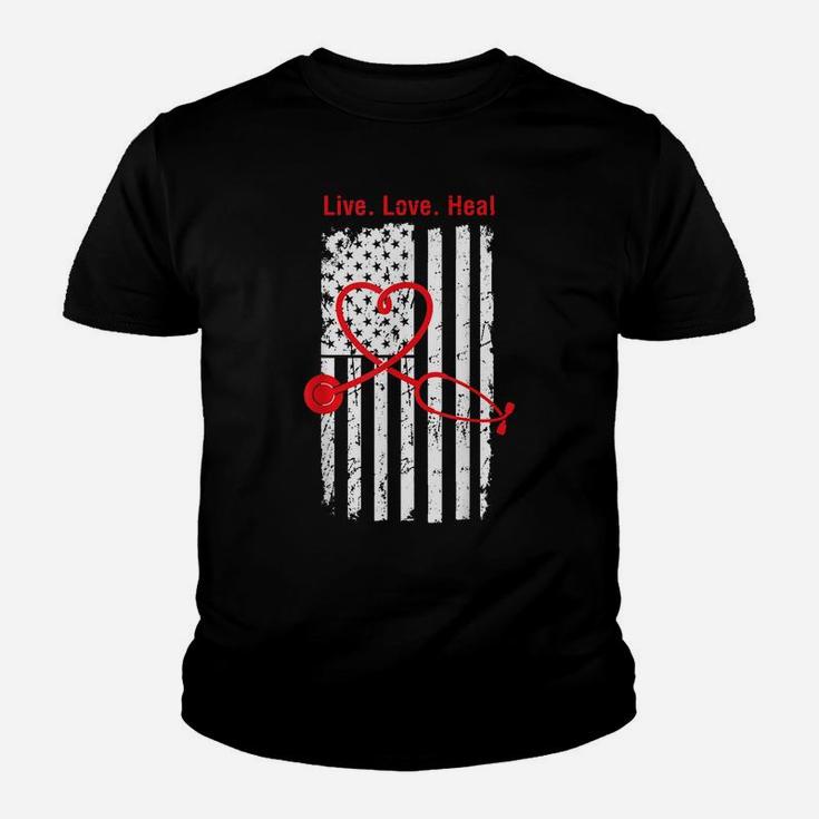 Rn Lvn Cna Nurse Us American Flag Cool Nursing Graduate Gift Youth T-shirt