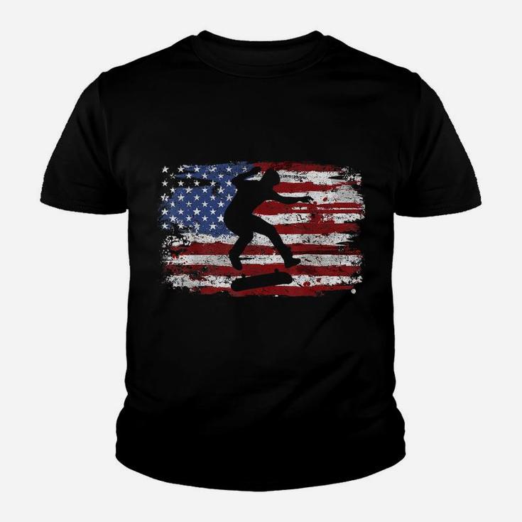 Skateboard Vintage Usa Flag Youth T-shirt