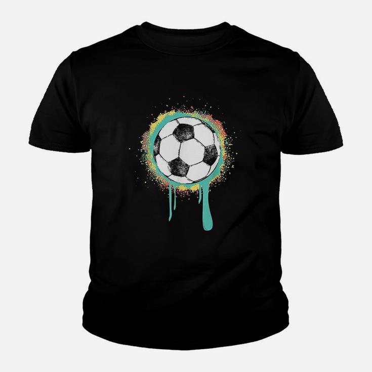 Soccer Ball With Vintage Retro Graffiti Paint Design Graphic Youth T-shirt