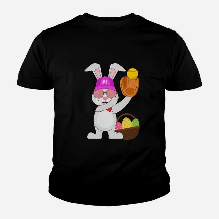 Softball Bunny Rabbit For Kids Youth Boys Girls Youth T-shirt