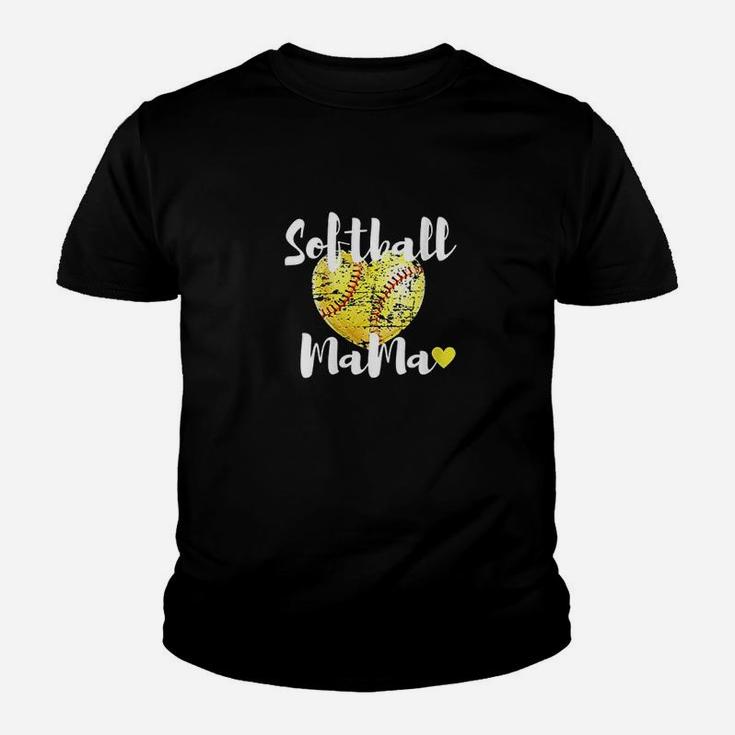 Softball Mama Vintage Softball Heart Gift Mothers Day Youth T-shirt