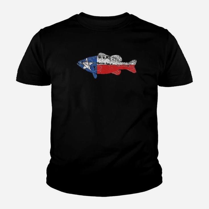 State Of Texas Fishing Flag Vintage Bass Retro Youth T-shirt