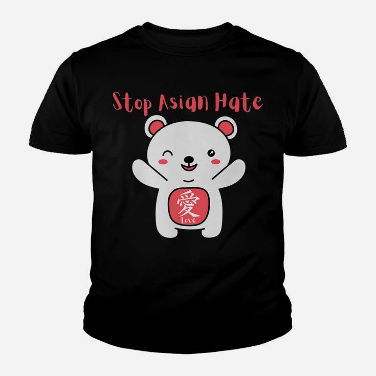 Stop Asian Hate With Love Kanji Bear Youth T-shirt