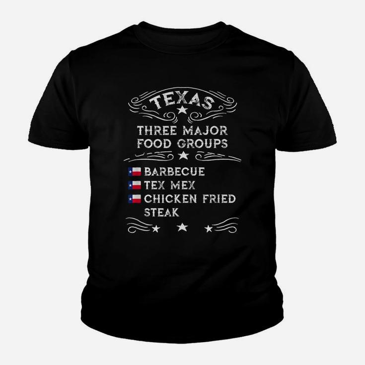 Texas Three Major Food Groups State Of Texas Flag Youth T-shirt