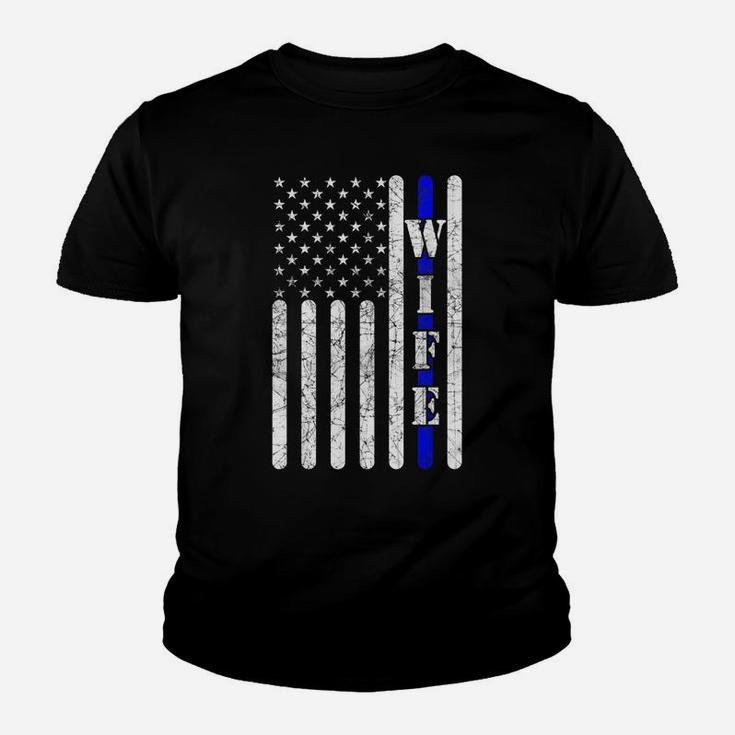 Thin Blue LineShirt Police Wife Vintage American Flag Youth T-shirt