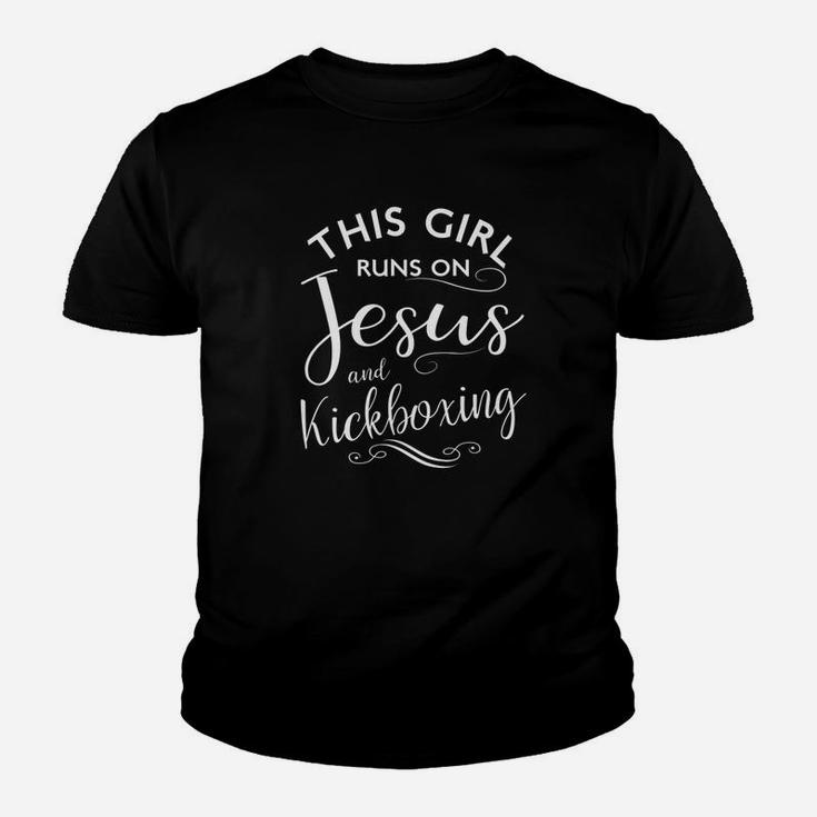 This Girl Runs On Jesus And Kickboxing Martial Arts Youth T-shirt